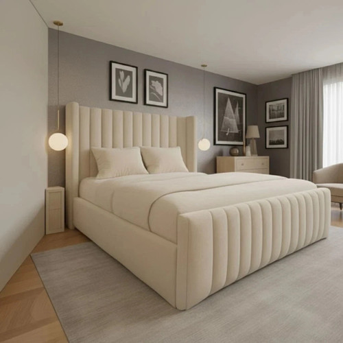 Winged panel bed - frame, plush