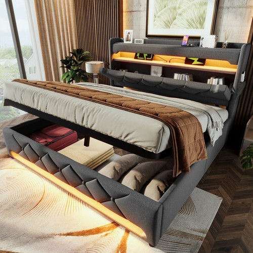 Led upholstered bed 5ft - 5ft, king