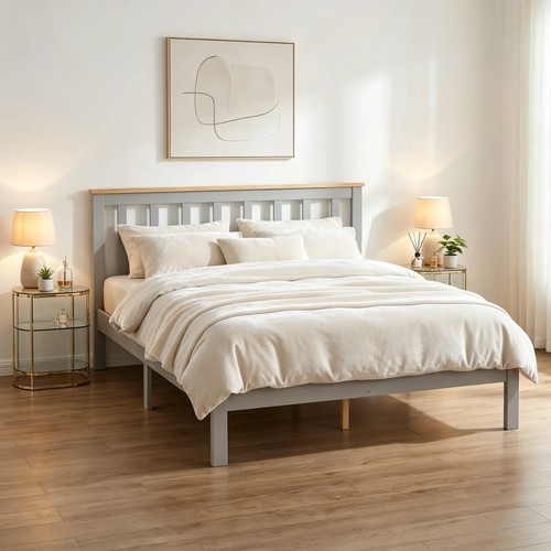 Panana white grey double bed - double,
