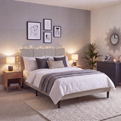Velmora bed frame linen - bed,