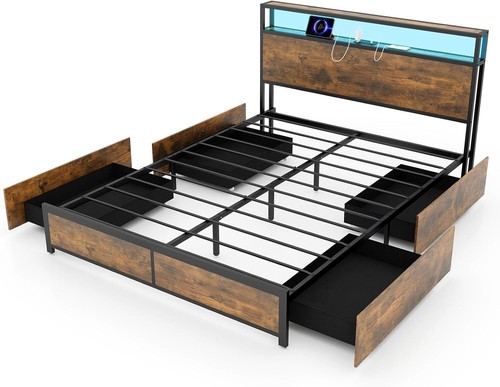 Double size bed - size, metal