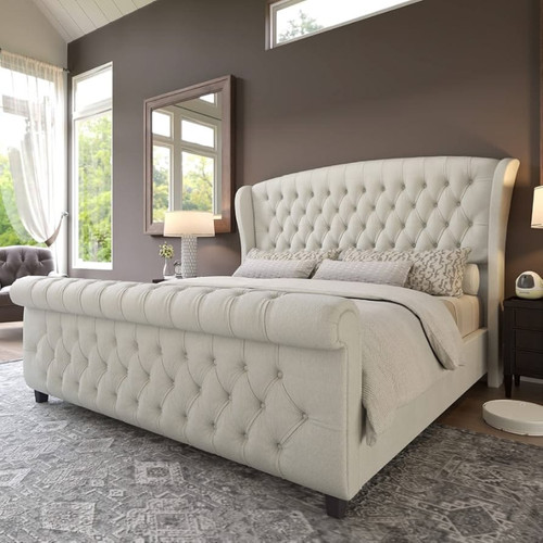 Scroll sleigh bed - sleigh,