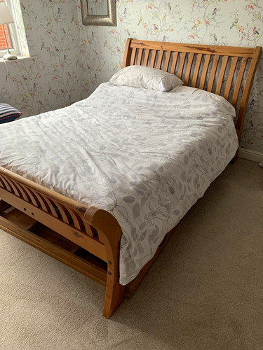 Double wooden sleigh - sleigh, bed