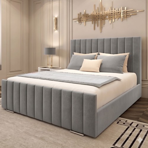Panel upholstered bed frame - upholstered,
