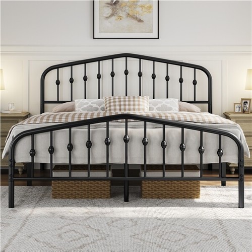 Metal bed frame with arched - bed,