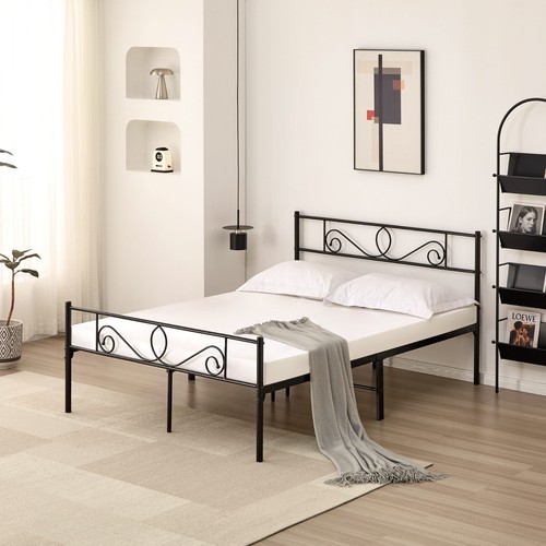 Metal bed frame with headboard - metal,