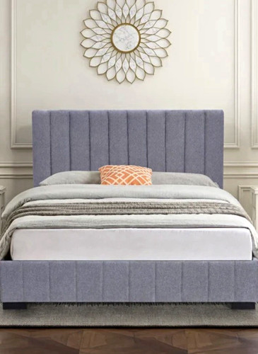 Grey double upholstered bed - grey,