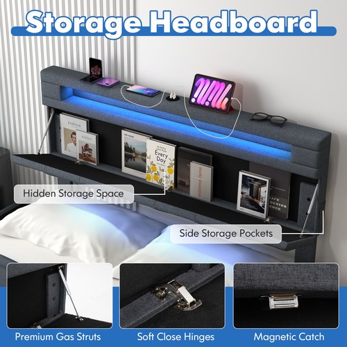 Double bed frame with led - double,