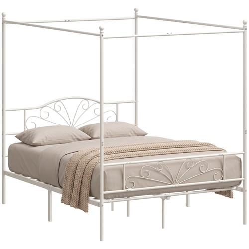 Homcom canopy bed frame double - bed,