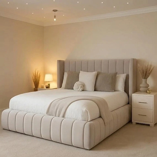 Winged panel bed frame plush - bed,