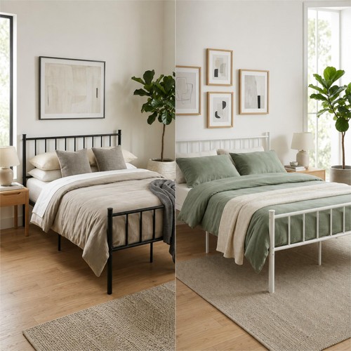 Double metal bed - metal,