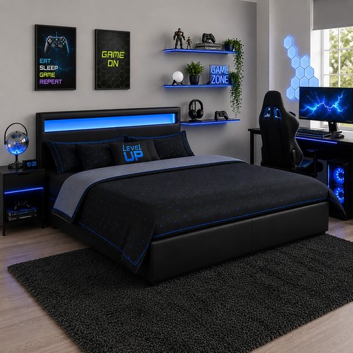 Led gaming ottoman - led, bed