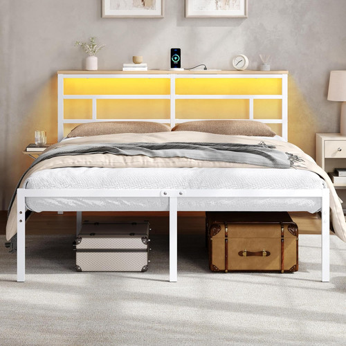 King metal bed - metal, led