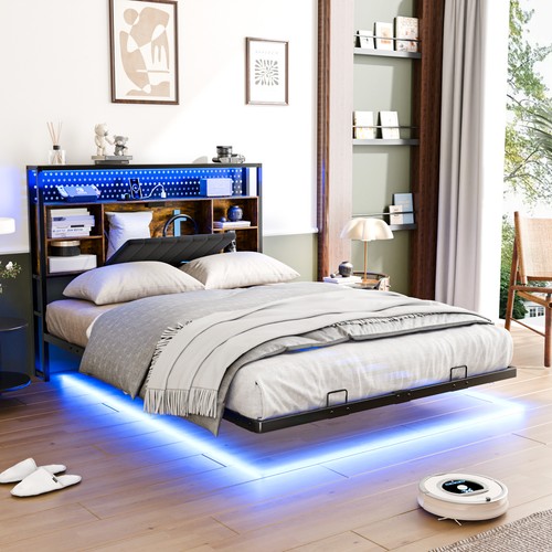Floating bed frame double king - bed,