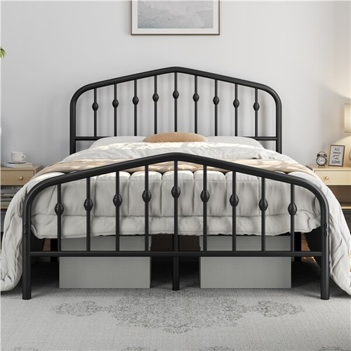 Metal platform bed frame with - bed,