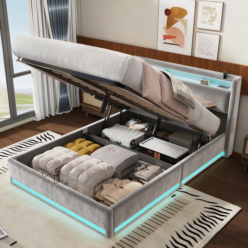 New led ottoman storage panel - storage,