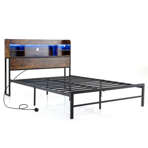 Double size bed frame with - bed,