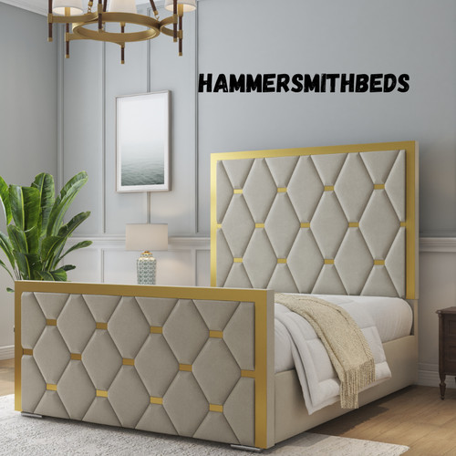 Golden plated bed frame - bed, plush