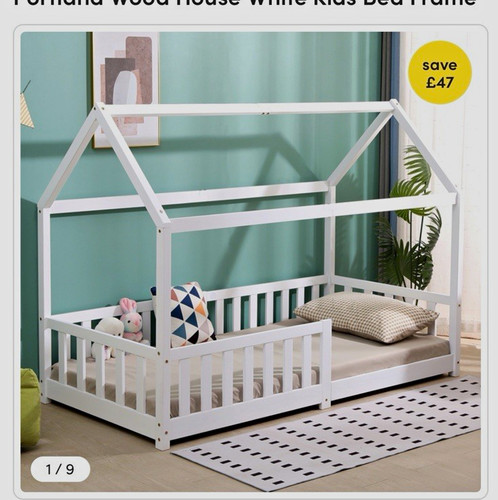 Wood house kids bed - house, frame