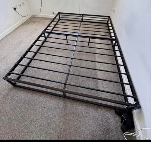Black metal king bed frame - black,